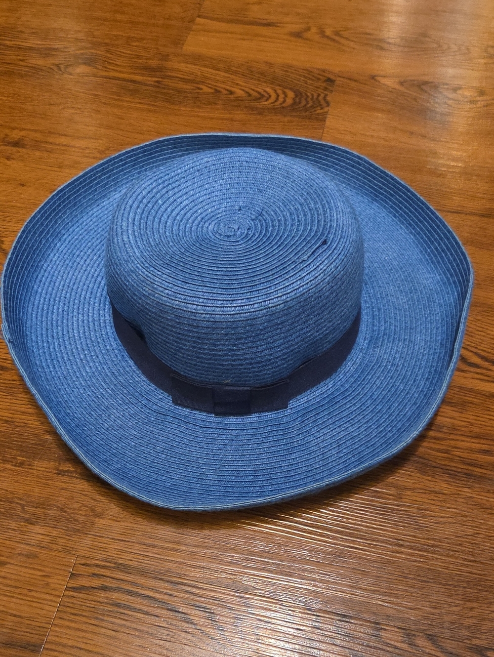 Magid Blue Wide-Brim Straw Sun Hat